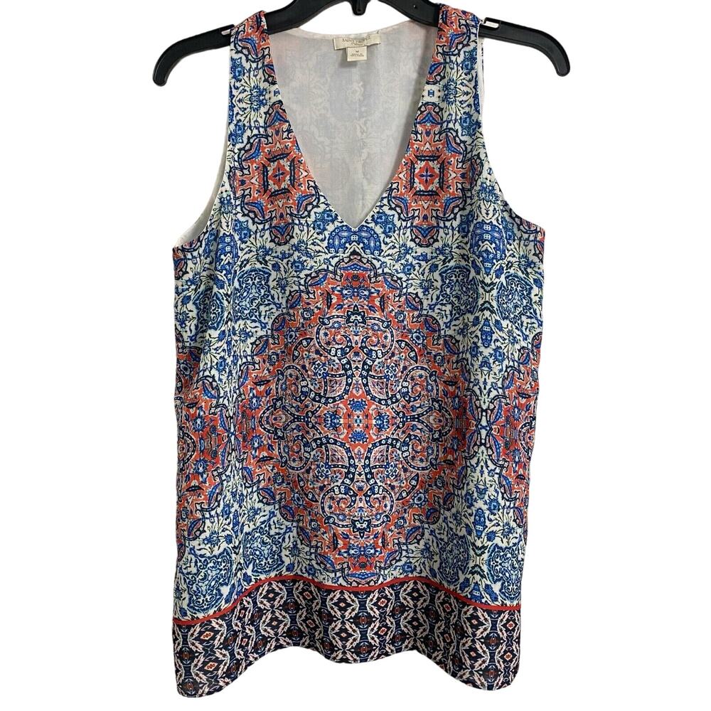 Saint Tropez West Polyester Sleeveless‎ Flowy Colorful Print Women's Size M